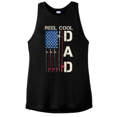 Reel Cool Dad Rod American Usa Flag Bass Fishing Fisher Great Gift Ladies PosiCharge Tri-Blend Wicking Tank