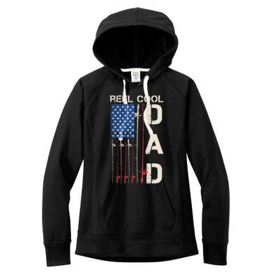 Reel Cool Dad Rod American Usa Flag Bass Fishing Fisher Great Gift Women's Fleece Hoodie