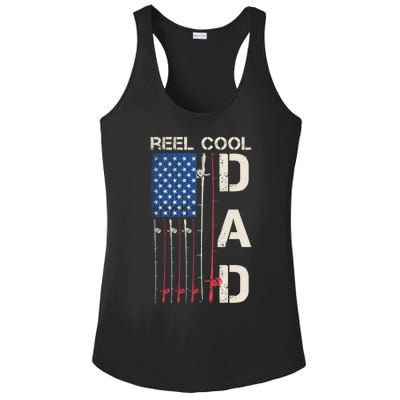 Reel Cool Dad Rod American Usa Flag Bass Fishing Fisher Great Gift Ladies PosiCharge Competitor Racerback Tank