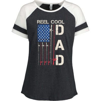 Reel Cool Dad Rod American Usa Flag Bass Fishing Fisher Great Gift Enza Ladies Jersey Colorblock Tee