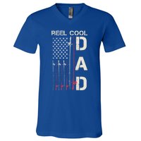 Reel Cool Dad Rod American Usa Flag Bass Fishing Fisher Great Gift V-Neck T-Shirt