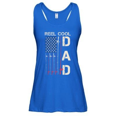 Reel Cool Dad Rod American Usa Flag Bass Fishing Fisher Great Gift Ladies Essential Flowy Tank