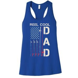 Reel Cool Dad Rod American Usa Flag Bass Fishing Fisher Great Gift Women's Racerback Tank