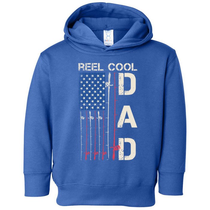 Reel Cool Dad Rod American Usa Flag Bass Fishing Fisher Great Gift Toddler Hoodie