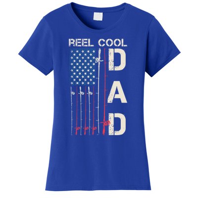 Reel Cool Dad Rod American Usa Flag Bass Fishing Fisher Great Gift Women's T-Shirt