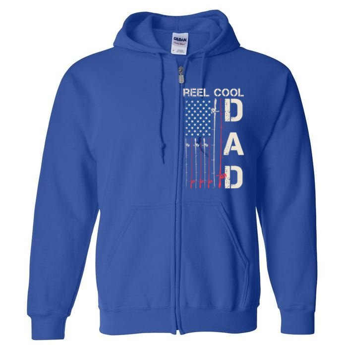 Reel Cool Dad Rod American Usa Flag Bass Fishing Fisher Great Gift Full Zip Hoodie