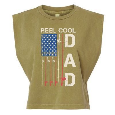 Reel Cool Dad Rod American Usa Flag Bass Fishing Fisher Great Gift Garment-Dyed Women's Muscle Tee