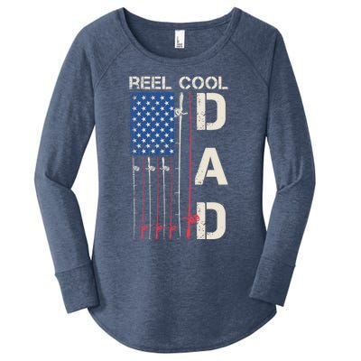 Reel Cool Dad Rod American Usa Flag Bass Fishing Fisher Great Gift Women's Perfect Tri Tunic Long Sleeve Shirt