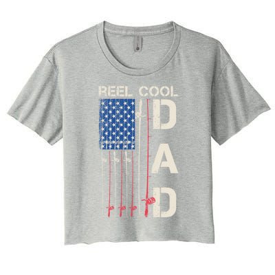 Reel Cool Dad Rod American Usa Flag Bass Fishing Fisher Great Gift Women's Crop Top Tee