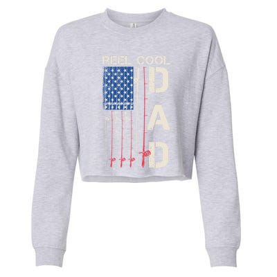 Reel Cool Dad Rod American Usa Flag Bass Fishing Fisher Great Gift Cropped Pullover Crew