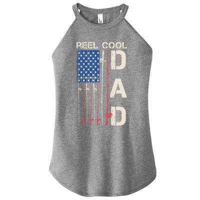 Reel Cool Dad Rod American Usa Flag Bass Fishing Fisher Great Gift Women's Perfect Tri Rocker Tank