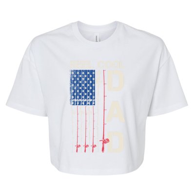 Reel Cool Dad Rod American Usa Flag Bass Fishing Fisher Great Gift Bella+Canvas Jersey Crop Tee