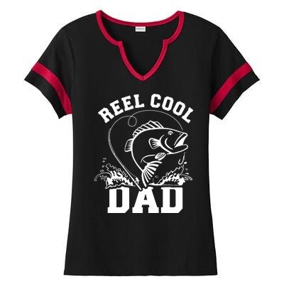 Reel Cool Dad Fishing Daddy Father's Day Gift Ladies Halftime Notch Neck Tee