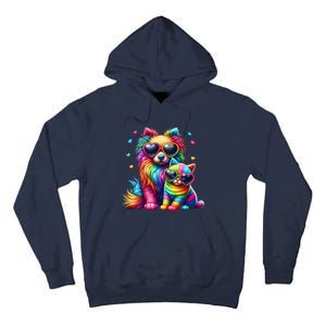 Rainbow Cute Dog & Cat Wearing Glasses Heart Puppy & Kitten Tall Hoodie