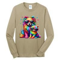 Rainbow Cute Dog & Cat Wearing Glasses Heart Puppy & Kitten Tall Long Sleeve T-Shirt