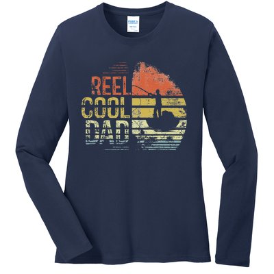 Reel Cool Dad Fisherman Daddy Father's Day Gifts Fishing Ladies Long Sleeve Shirt