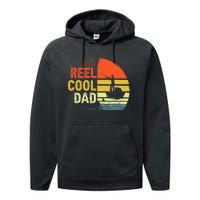 Reel Cool Dad Fisher Daddy Fathers Day Retro Vintage Great Gift Performance Fleece Hoodie