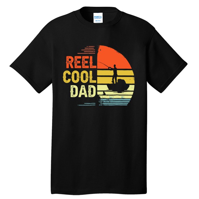 Reel Cool Dad Fisher Daddy Fathers Day Retro Vintage Great Gift Tall T-Shirt