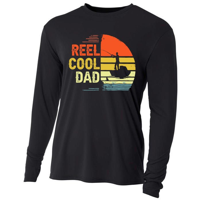 Reel Cool Dad Fisher Daddy Fathers Day Retro Vintage Great Gift Cooling Performance Long Sleeve Crew