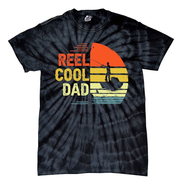 Reel Cool Dad Fisher Daddy Fathers Day Retro Vintage Great Gift Tie-Dye T-Shirt