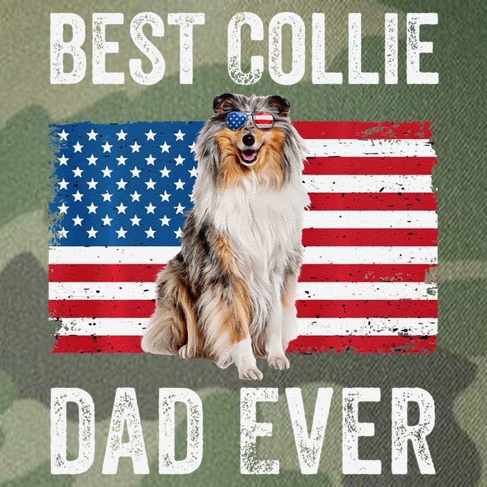 Rough Collie Dad American Flag Collie Dog Lover Owner Funny Legacy Tie Dye Trucker Hat