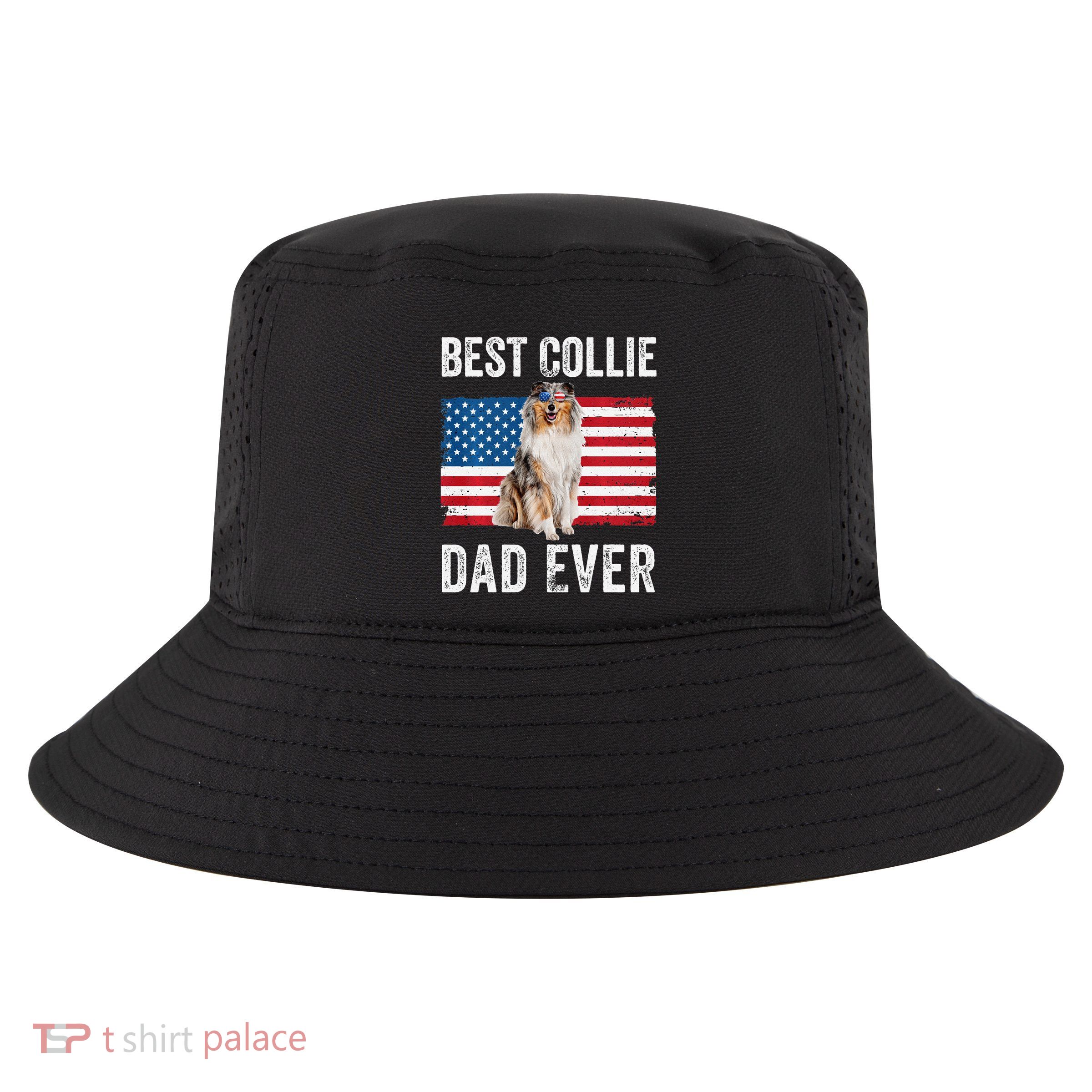 Rough Collie Dad American Flag Collie Dog Lover Owner Funny Cool Comfort Performance Bucket Hat