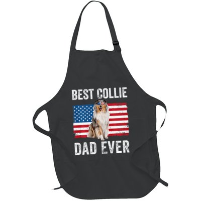 Rough Collie Dad American Flag Collie Dog Lover Owner Funny Apron