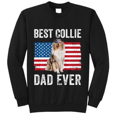 Rough Collie Dad American Flag Collie Dog Lover Owner Funny Sweatshirt