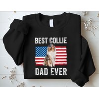Rough Collie Dad American Flag Collie Dog Lover Owner Funny Sweatshirt