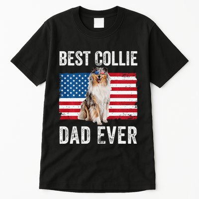 Rough Collie Dad American Flag Collie Dog Lover Owner Funny Tall T-Shirt