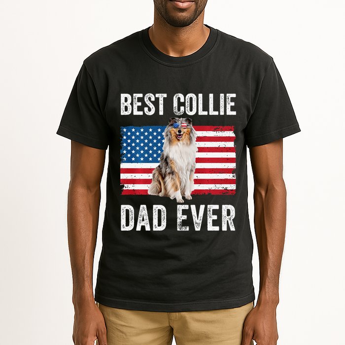 Rough Collie Dad American Flag Collie Dog Lover Owner Funny Tall T-Shirt