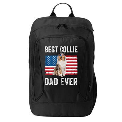 Rough Collie Dad American Flag Collie Dog Lover Owner Funny City Backpack