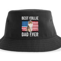 Rough Collie Dad American Flag Collie Dog Lover Owner Funny Sustainable Bucket Hat