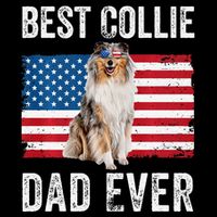 Rough Collie Dad American Flag Collie Dog Lover Owner Funny Sustainable Bucket Hat