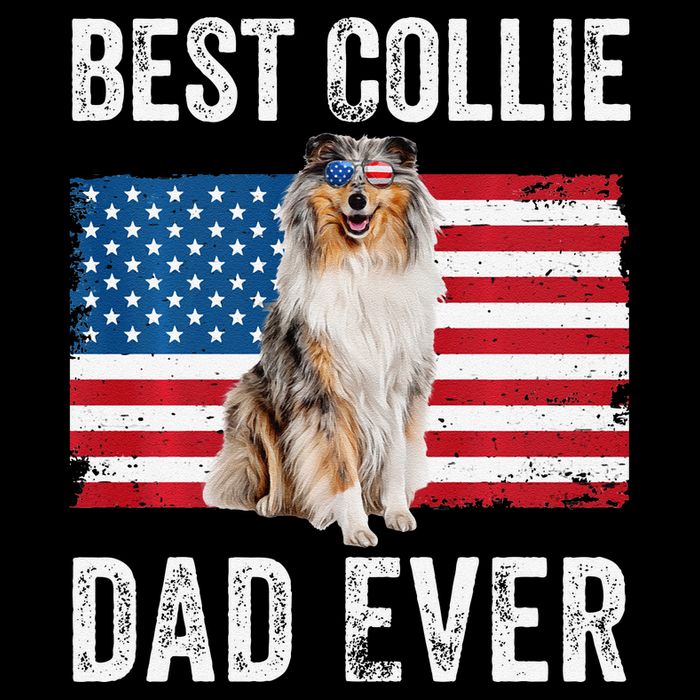 Rough Collie Dad American Flag Collie Dog Lover Owner Funny Sustainable Bucket Hat