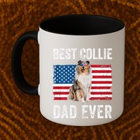 Rough Collie Dad American Flag Collie Dog Lover Owner Funny Mug