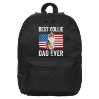 Rough Collie Dad American Flag Collie Dog Lover Owner Funny 16 in Basic Backpack