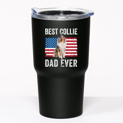 Rough Collie Dad American Flag Collie Dog Lover Owner Funny Tumbler
