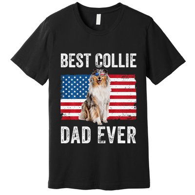 Rough Collie Dad American Flag Collie Dog Lover Owner Funny Premium T-Shirt
