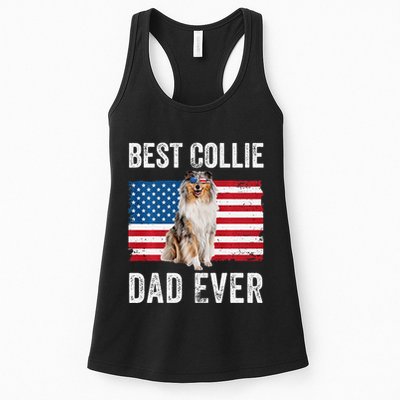 Rough Collie Dad American Flag Collie Dog Lover Owner Funny Womens Tank Top