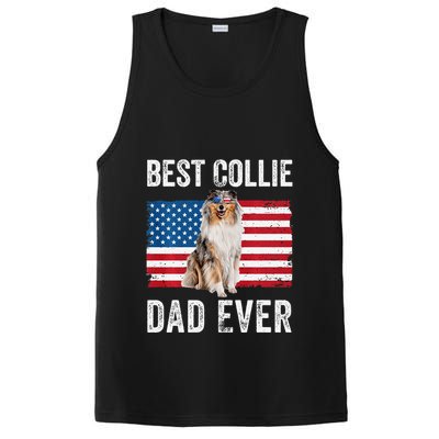 Rough Collie Dad American Flag Collie Dog Lover Owner Funny PosiCharge Competitor Tank