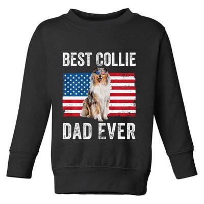 Rough Collie Dad American Flag Collie Dog Lover Owner Funny Toddler Sweatshirt
