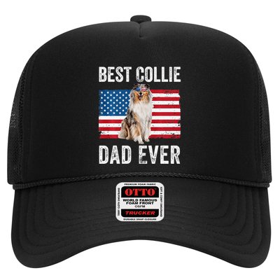 Rough Collie Dad American Flag Collie Dog Lover Owner Funny Trucker Hat