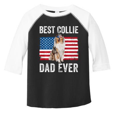 Rough Collie Dad American Flag Collie Dog Lover Owner Funny Toddler Fine Jersey T-Shirt