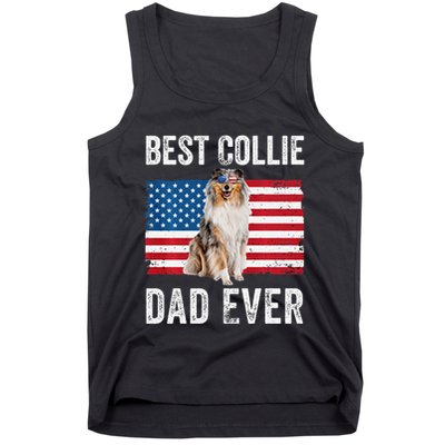 Rough Collie Dad American Flag Collie Dog Lover Owner Funny Tank Top