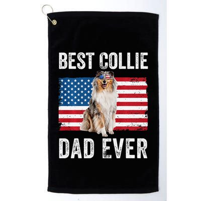 Rough Collie Dad American Flag Collie Dog Lover Owner Funny Golf Towel
