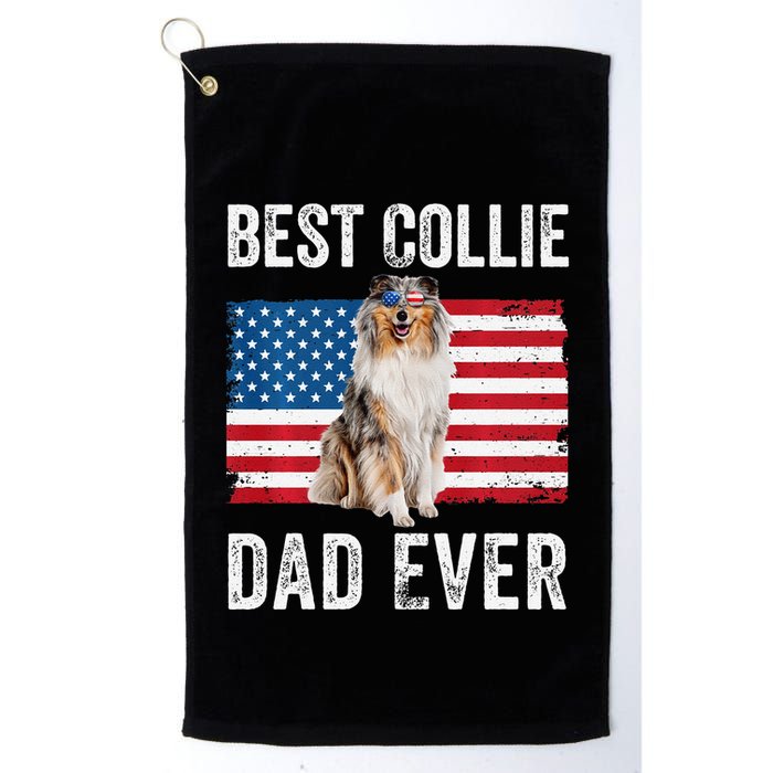 Rough Collie Dad American Flag Collie Dog Lover Owner Funny Golf Towel