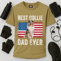 Rough Collie Dad American Flag Collie Dog Lover Owner Funny Cooling Performance Crew T-Shirt