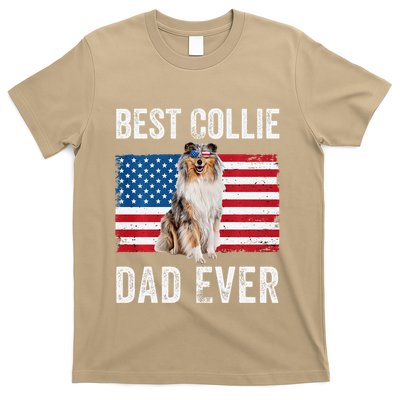 Rough Collie Dad American Flag Collie Dog Lover Owner Funny T-Shirt