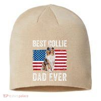 Rough Collie Dad American Flag Collie Dog Lover Owner Funny Sustainable Beanie